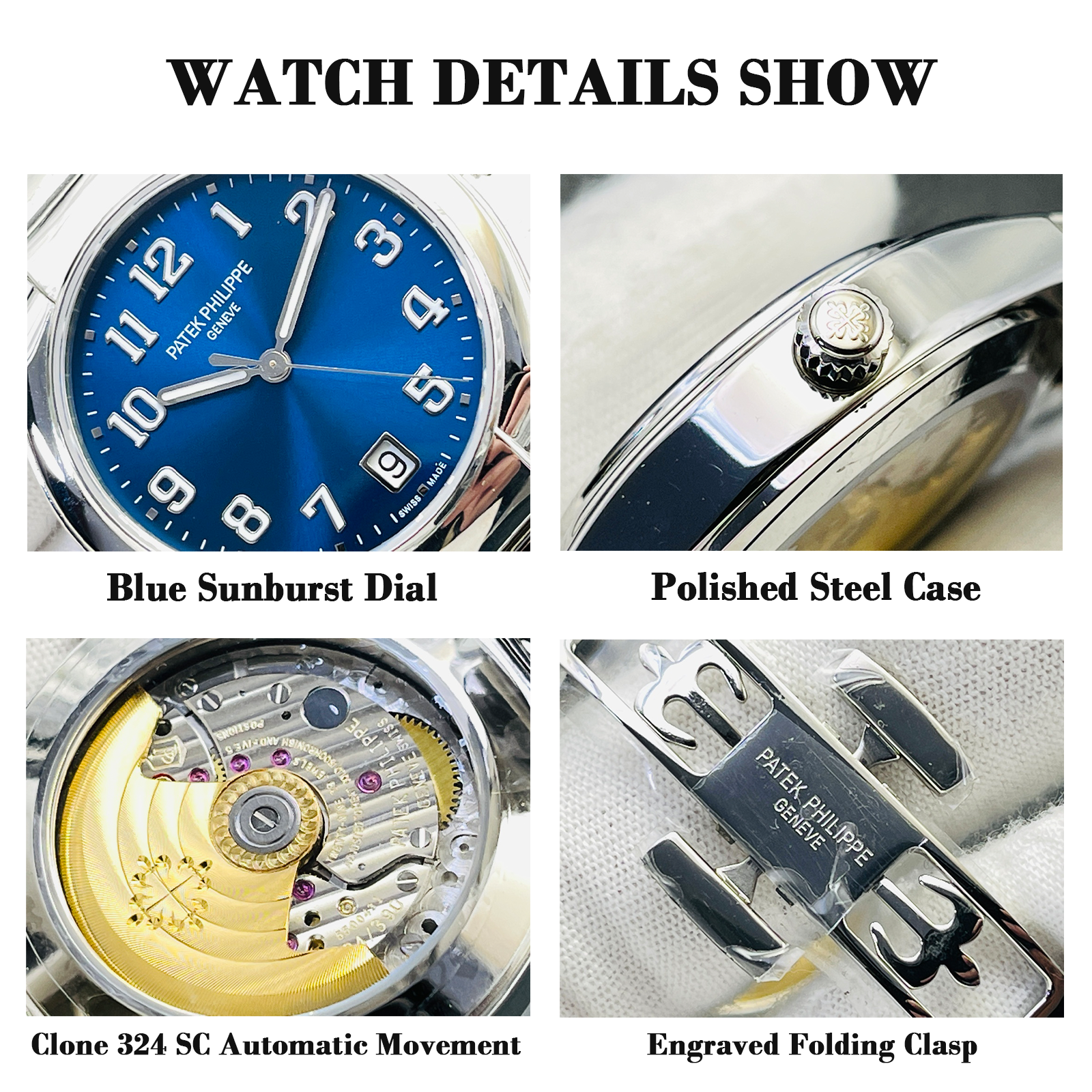 Patek Philippe Twenty~4 7300 Replica 36mm Blue Dial Luxury Automatic Watch with Stainless Steel Bracelet Details Show