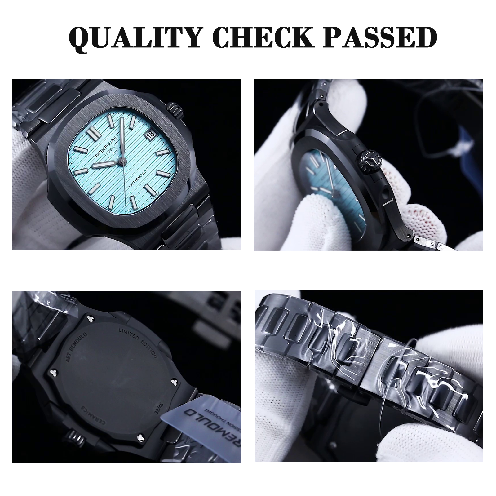 Super Clone Patek Philippe Nautilus 5711 Replica Tiffany Blue Dial Black Ceramic Case Luxury Watch QC Check