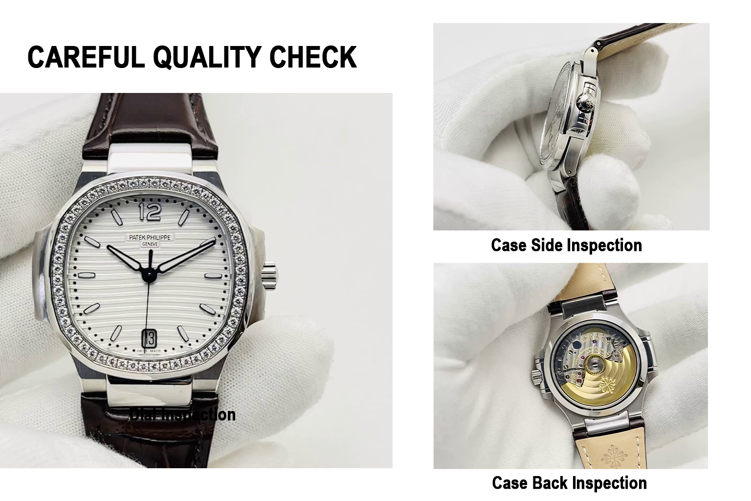 Patek Philippe Nautilus 7018 Replica Watch 35.2mm Silver White Dial Diamond Bezel Luxury Super Clone Watch QC Check