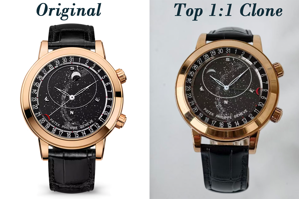 Super Clone Patek Philippe Grand Complication 6102R-001 Replica Rose Gold Plated Case Black Star Dial Luxury Watch Genuine vs. Top 1:1 Clone