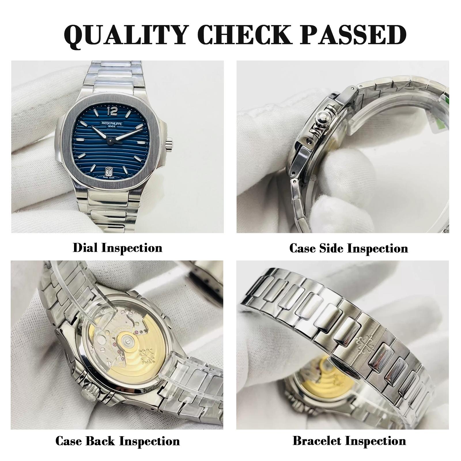 Super Clone Patek Philippe Nautilus 7118/1A-001 Replica Blue Wave Dial 35.2mm 904L Stainless Steel Case Ladies Luxury Watch QC Check