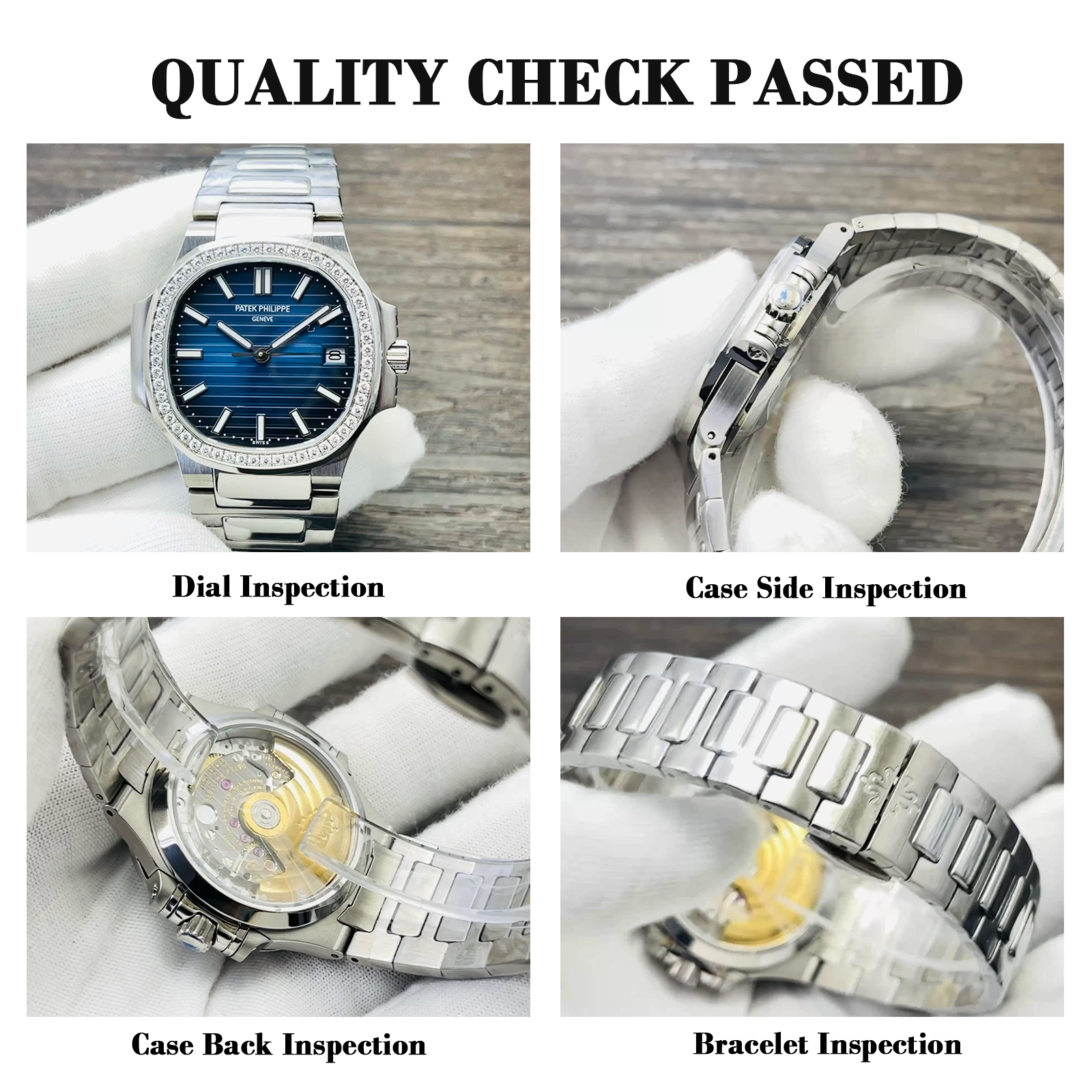 Super Clone Luxury Patek Philippe Nautilus 5811/1G-001 Replica Blue Gradient Horizontal Dial Diamond Bezel Men's Watch QC Check