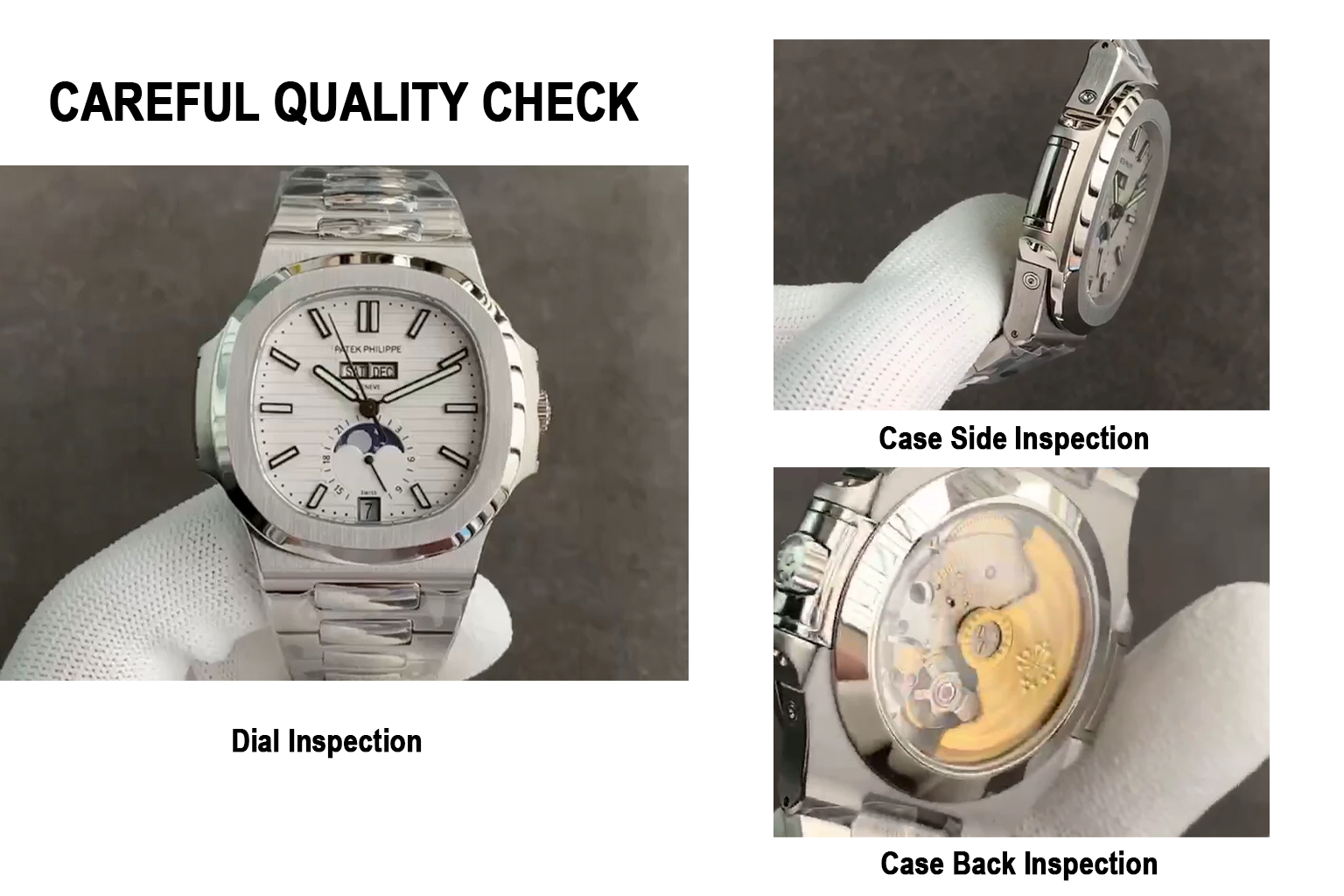 Super Clone Patek Philippe Nautilus 5726/1A-010 Replica White Dial Annual Calendar Stainless Steel Case Luxury Watch Dial QC Check