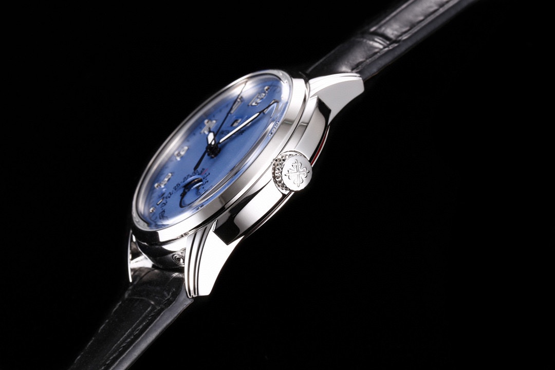 Side view of Patek Philippe Grand Complications 5320G-001 showing case and crown detail