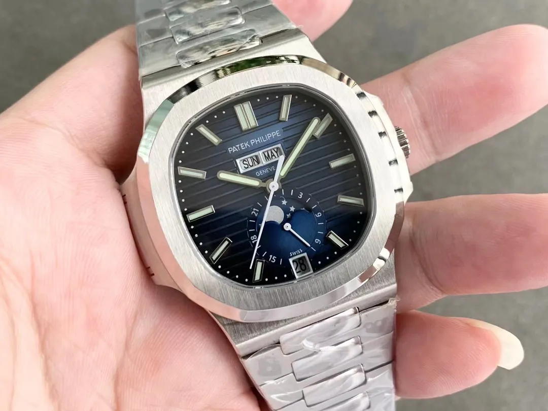 Super Clone Patek Philippe Nautilus 5726/1A-014 Replica Blue Gradient Dial Moonphase Watch Dial Detail 1