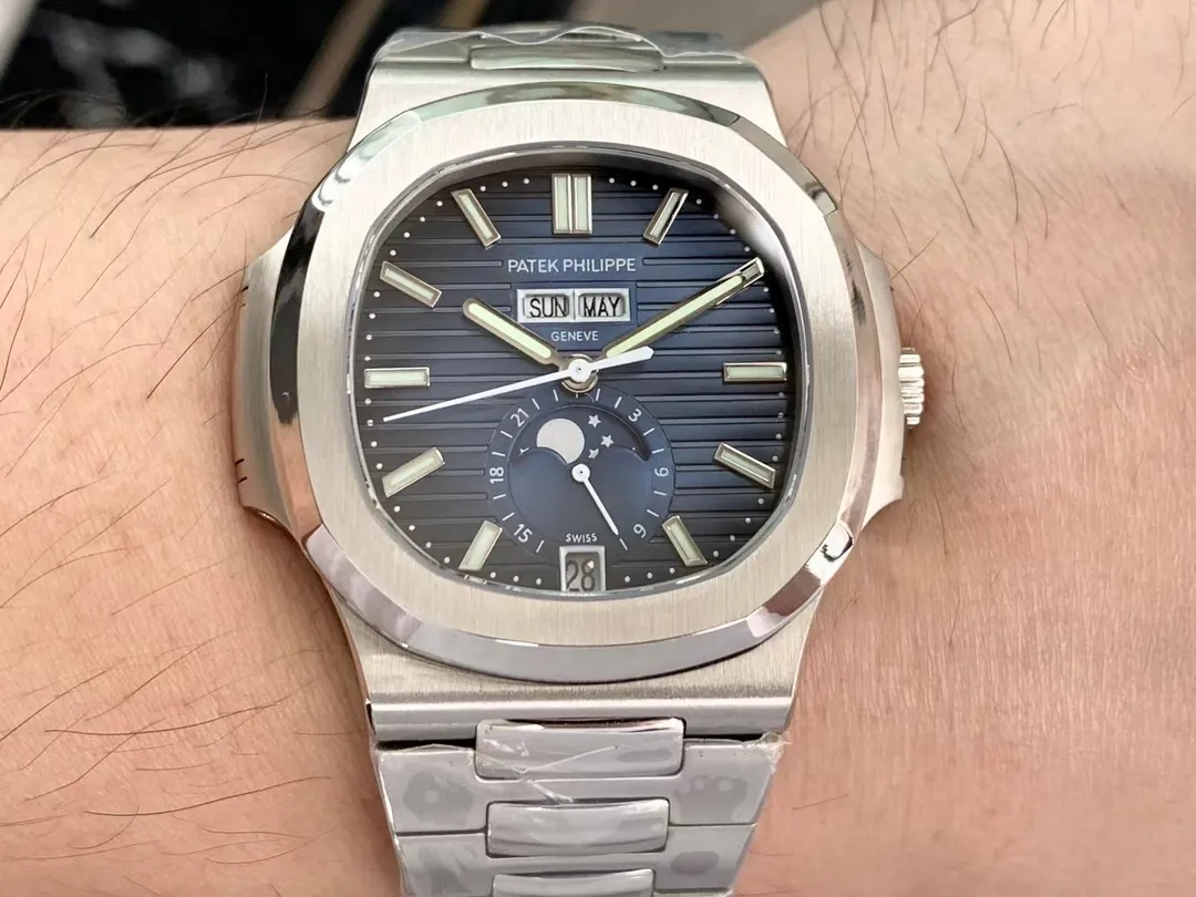 Super Clone Patek Philippe Nautilus 5726/1A-014 Replica Blue Gradient Dial Moonphase Watch On-Wrist View