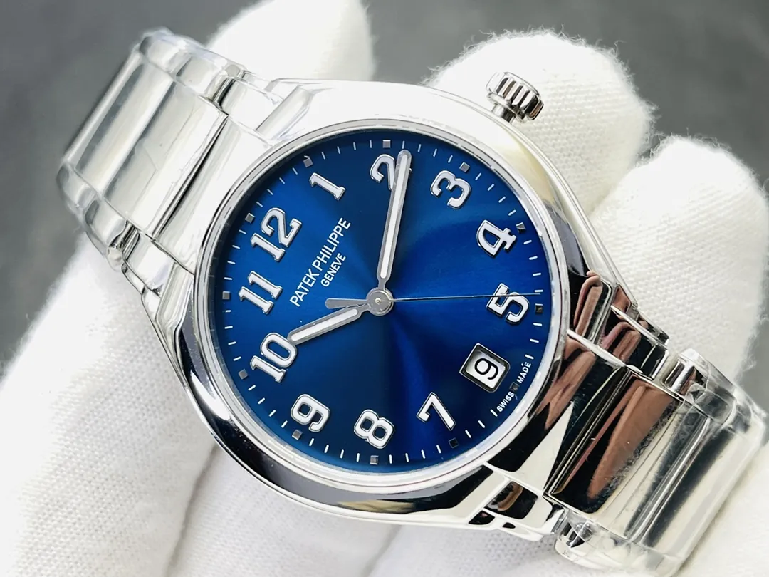 Patek Philippe Twenty~4 7300 Replica 36mm Blue Dial Luxury Automatic Watch with Stainless Steel Bracelet Dial Detail 3