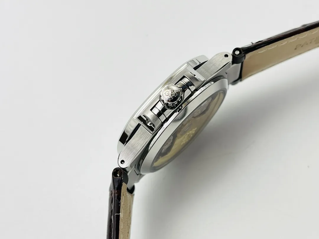 Patek Philippe Nautilus 7018 Replica Watch 35.2mm Silver White Dial Diamond Bezel Luxury Super Clone Watch Side View 2