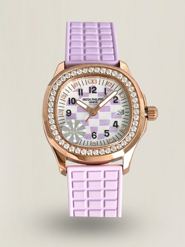 Luxury Patek Philippe Aquanaut Luce 5072R-001 Replica – Purple Mother-of-pearl Dial Ladies Watch, main front view