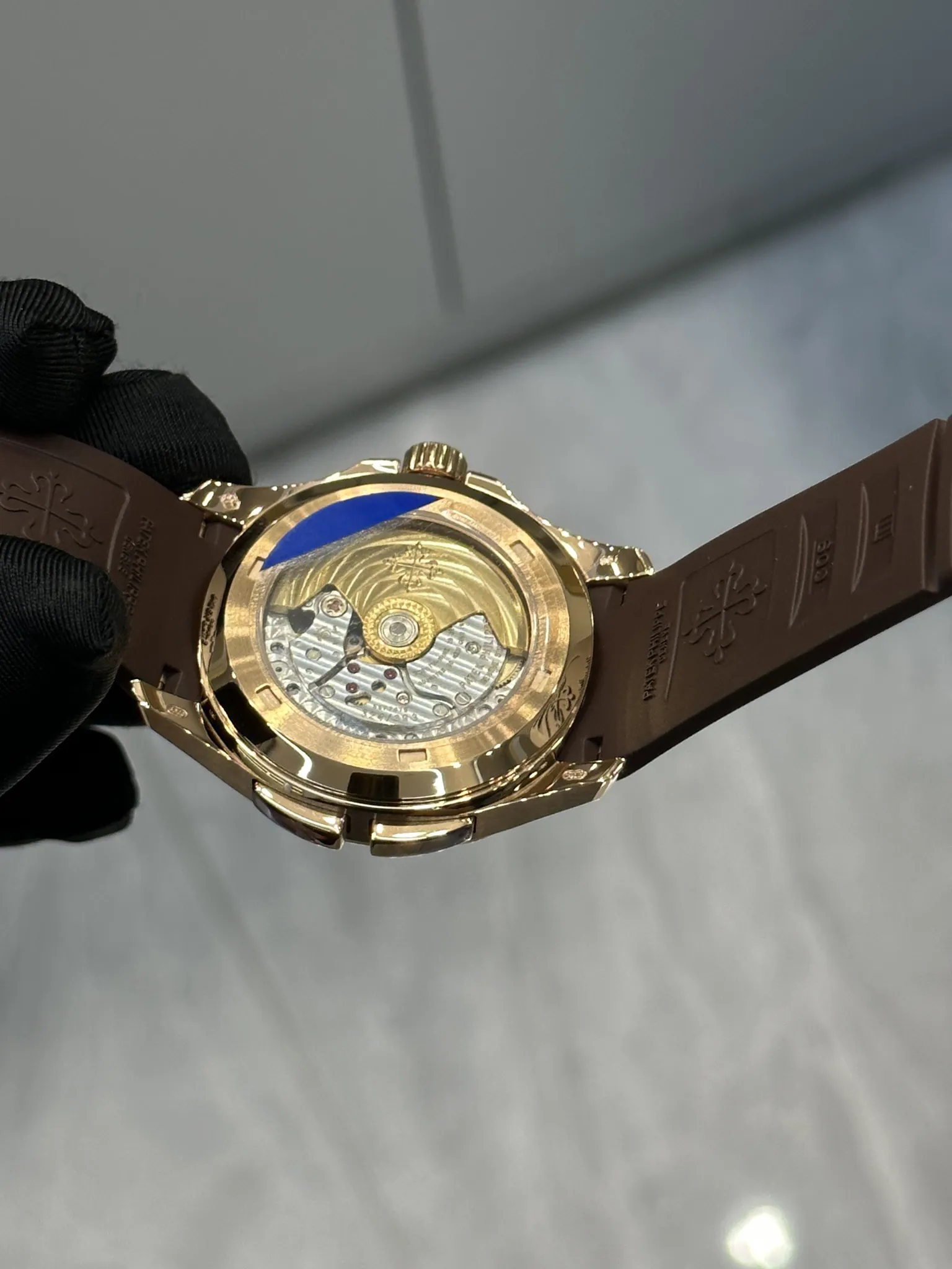 Luxury Super Clone Patek Philippe Aquanaut 5164R-001 Replica Brown Gradient Dial Travel Time 40.8mm Watch Case Back