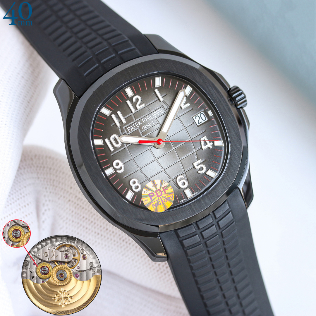 PDF Factory Replica Patek Philippe Aquanaut 5167 Black Grey Gradient Dial Black Strap Luxury 40mm Watch Dial Side View