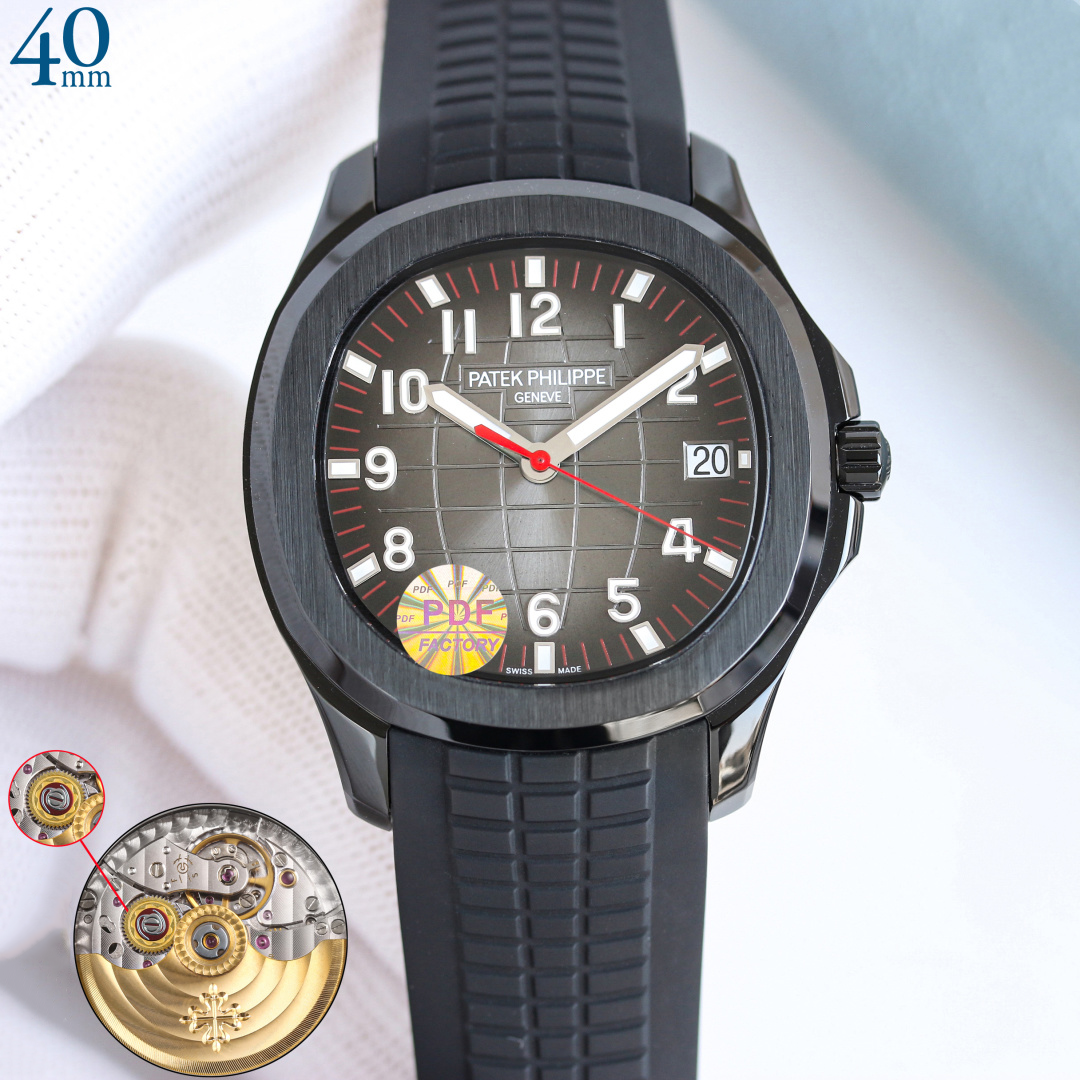 PDF Factory Replica Patek Philippe Aquanaut 5167 Black Grey Gradient Dial Black Strap Luxury 40mm Watch Front View