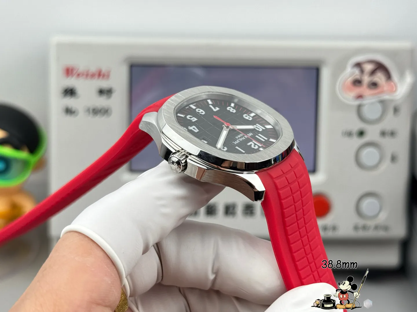 GR Factory Super Clone Patek Philippe Aquanaut 5167A-012 Replica Singapore Limited Edition Watch with Black Red Accent Dial Side View 2