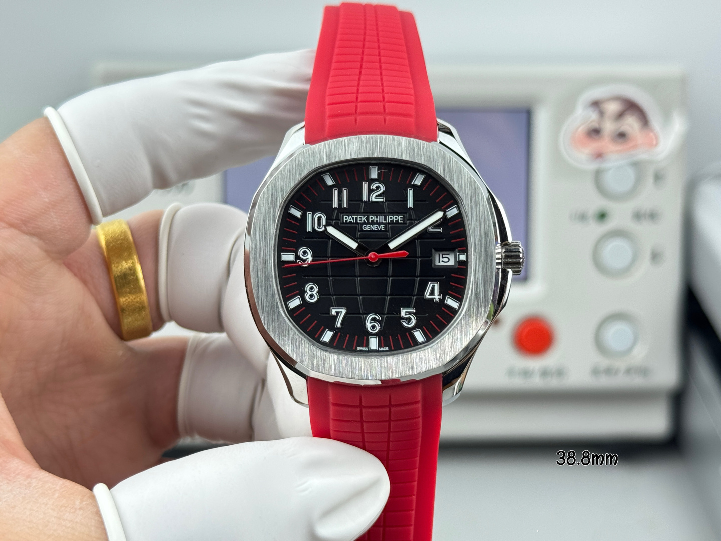 GR Factory Super Clone Patek Philippe Aquanaut 5167A-012 Replica Singapore Limited Edition Watch with Black Red Accent Dial Front View