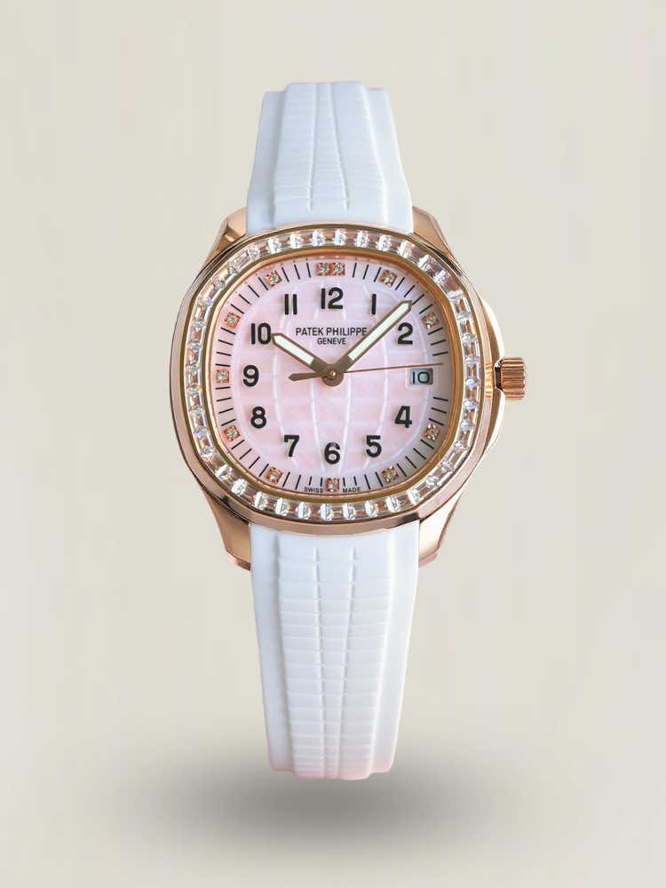 Super Clone Patek Philippe Aquanaut Luce 5072R Replica Light Pink Mother-of-Pearl Dial Diamond Bezel Luxury Watch First Look