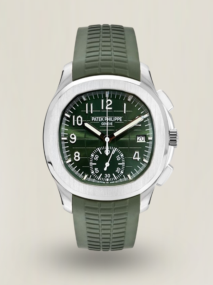 Super Clone Patek Philippe Aquanaut 5968G-010 Replica Khaki Green Dial 42.2mm Watch with Green Rubber Strap First Look