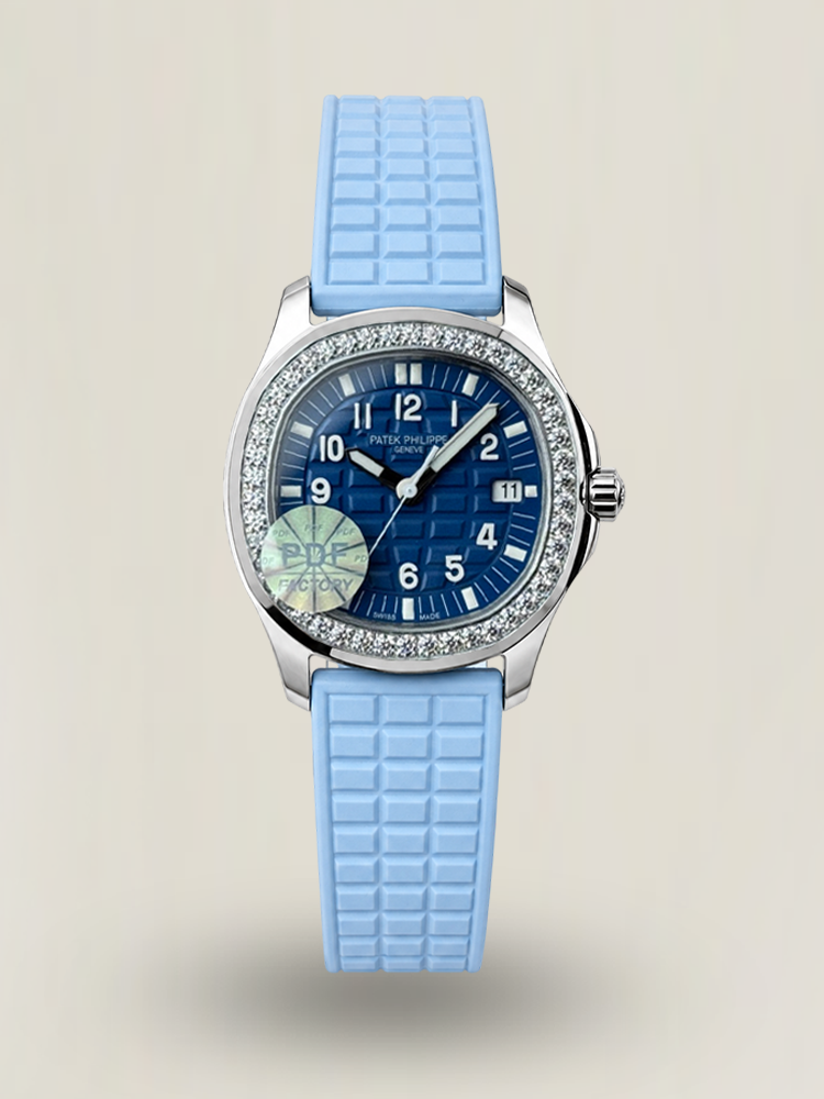 PDF Factory Patek Philippe Aquanaut Luce 5067A Replica Blue Dial Diamond Bezel Blue Rubber Strap Ladies Luxury Watch First Look