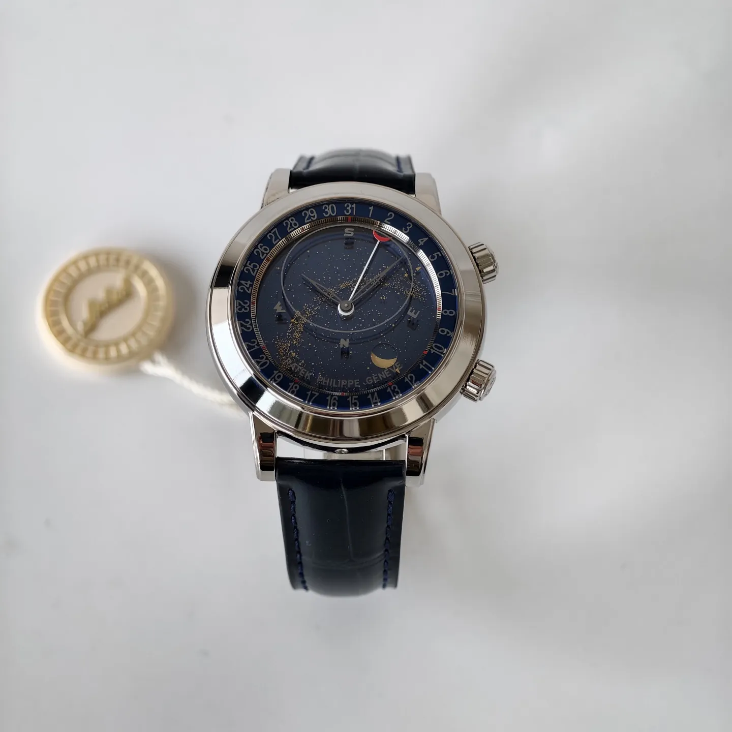 PPF Patek Philippe Celestial Grand Complications 6102P-001 Replica Blue Celestial Dial Black Leather Strap Super Clone Watch Front View