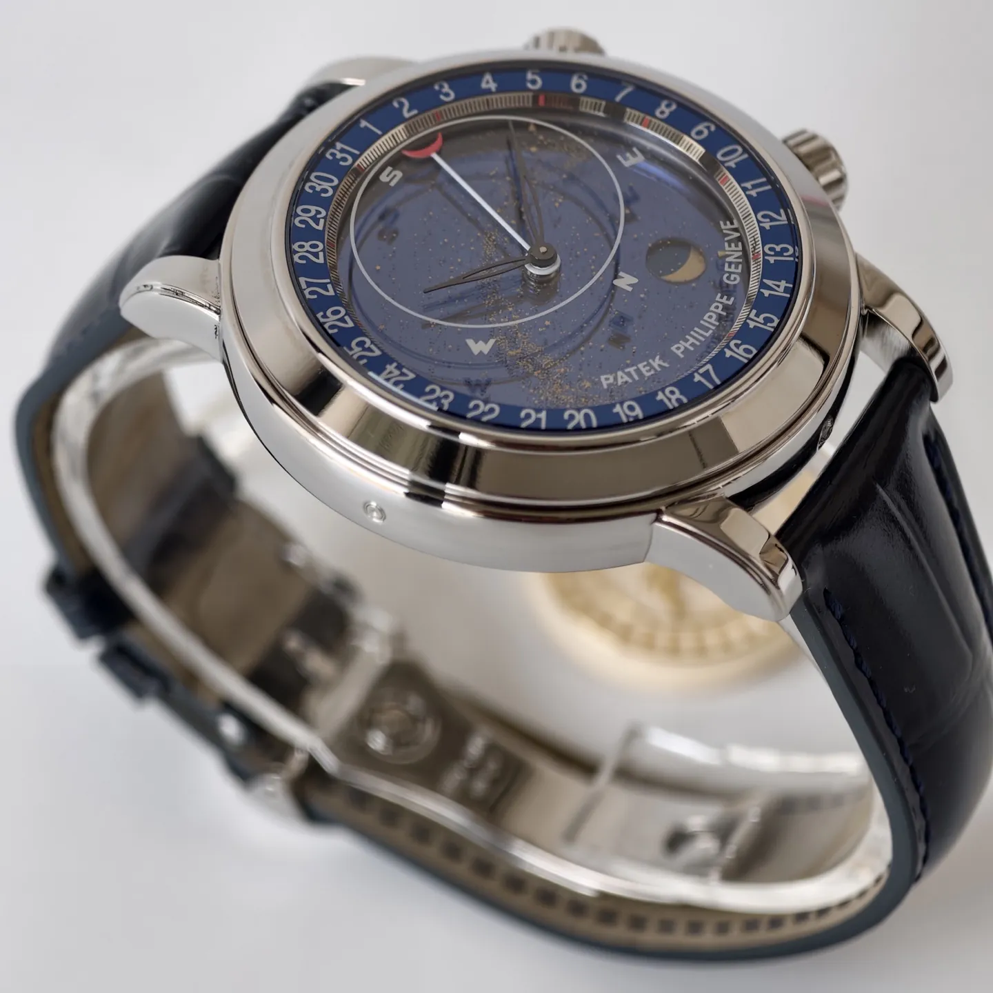 PPF Patek Philippe Celestial Grand Complications 6102P-001 Replica Blue Celestial Dial Black Leather Strap Super Clone Watch Dial Side View 1