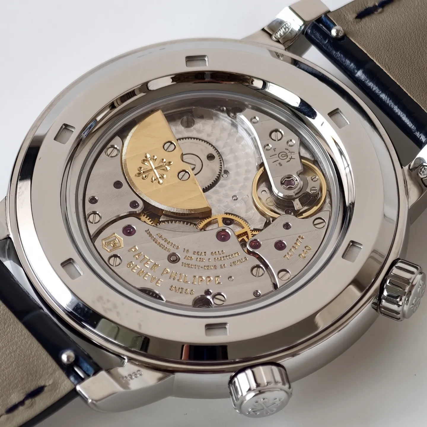 PPF Patek Philippe Celestial Grand Complications 6102P-001 Replica Blue Celestial Dial Black Leather Strap Super Clone Watch Case Back Detail 