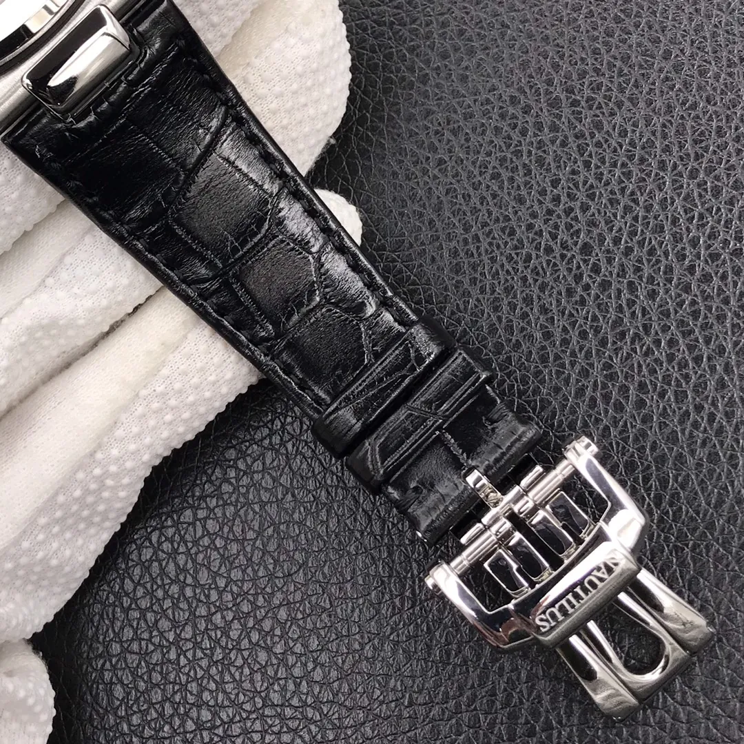 Super Clone Patek Philippe Nautilus 5711G-001 Replica Slate Grey Dial Black Leather Strap 40mm Men’s Luxury Watch Strap 2