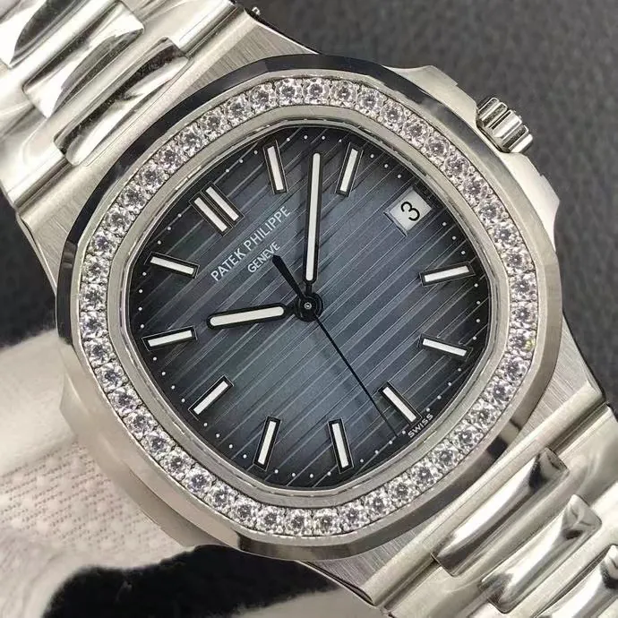 Swiss Patek Philippe Nautilus 5713/1G-010 Replica Gradient Navy Blue Dial Diamond-Set Bezel 40mm Luxury Watch Dial Detail