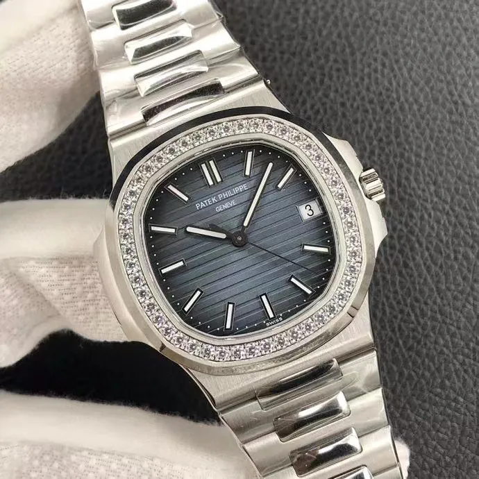 Swiss Patek Philippe Nautilus 5713/1G-010 Replica Gradient Navy Blue Dial Diamond-Set Bezel 40mm Luxury Watch Dial Side View 1