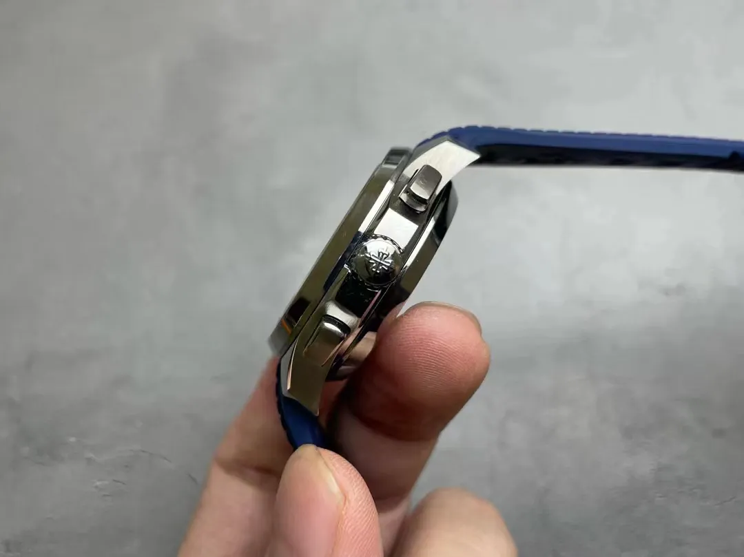 Patek Philippe Aquanaut 5968 Replica Blue Dial Chronograph Watch Side View 2