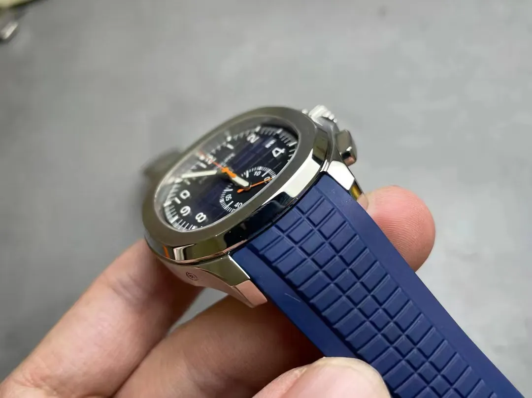 Patek Philippe Aquanaut 5968 Replica Blue Dial Chronograph Watch Dial Side View