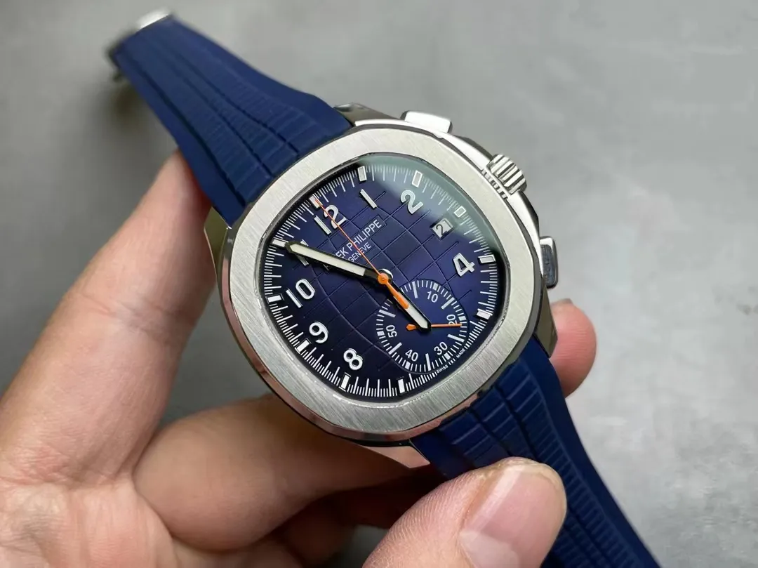 Patek Philippe Aquanaut 5968 Replica Blue Dial Chronograph Watch Front View