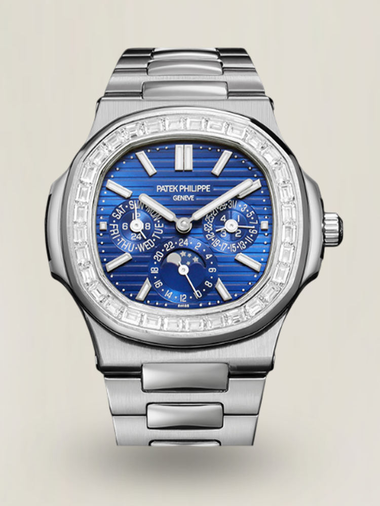 Luxury Patek Philippe Nautilus 5740/1G-001 Replica Blue Dial Baguette Diamond-set Bezel 40mm Super Clone Watch Main Image