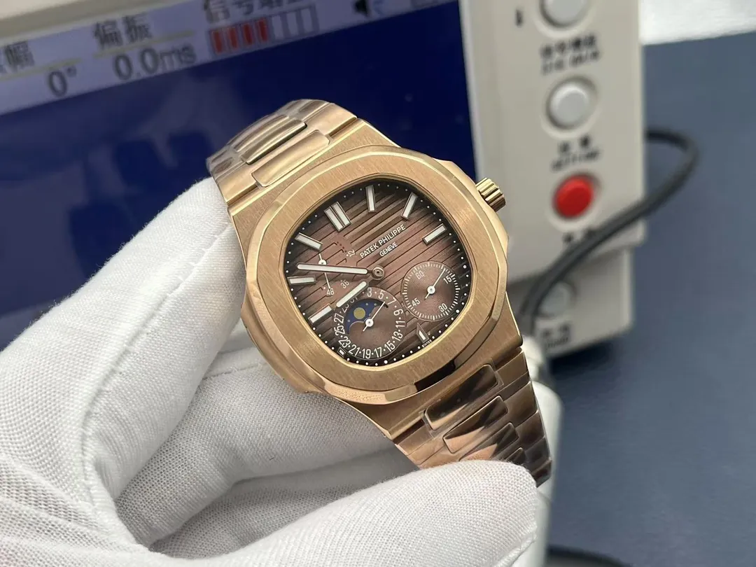 Super Clone Luxury Patek Philippe Nautilus 5712/1R-001 Replica  Chocolate Brown Gradient Dial 40mm Watch Side view of dial 1