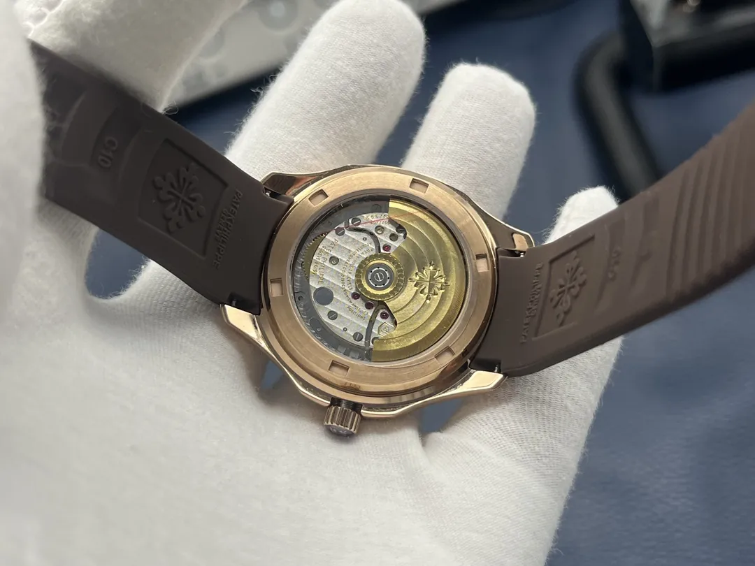 Super Clone Patek Philippe Aquanaut Luce 5268/200R-010 Replica Brown Dial Diamond-Set Bezel Luxury Watch Case back