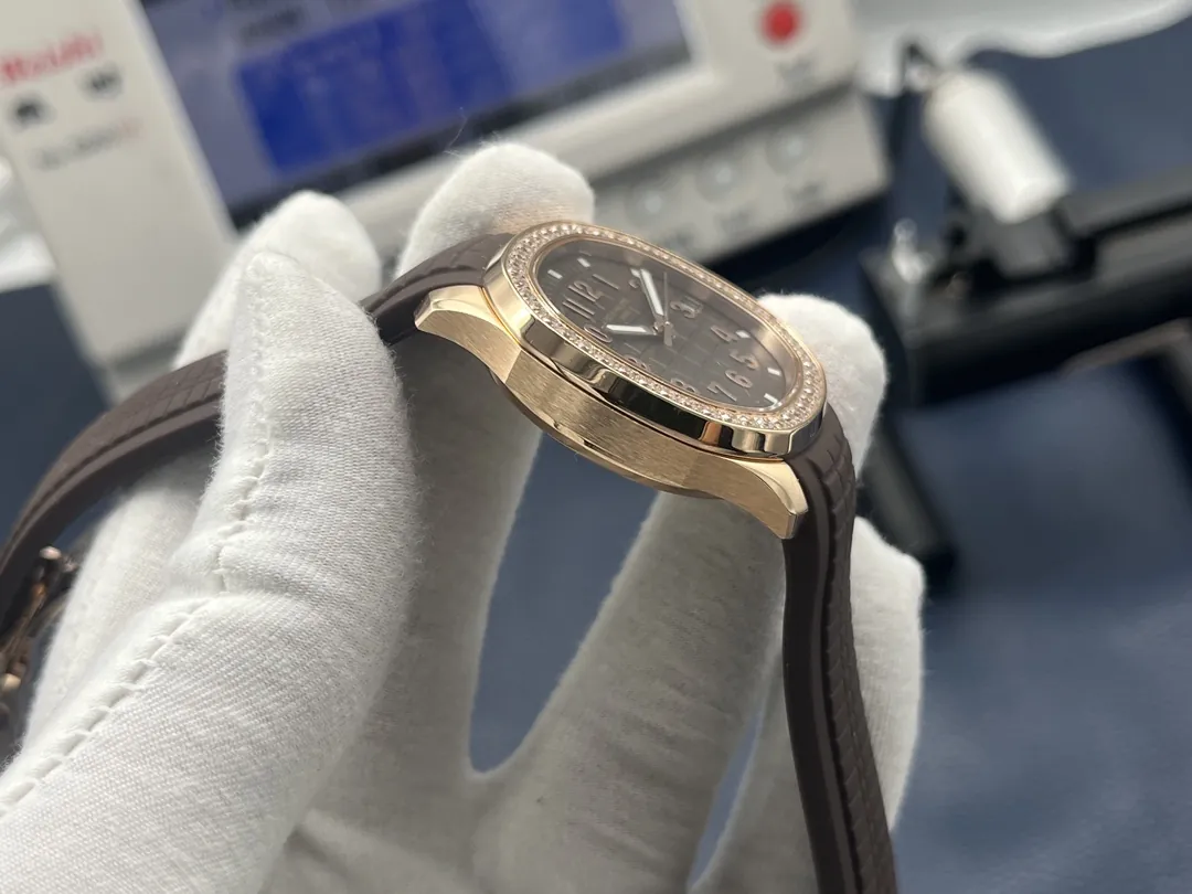 Super Clone Patek Philippe Aquanaut Luce 5268/200R-010 Replica Brown Dial Diamond-Set Bezel Luxury Watch Side view 1