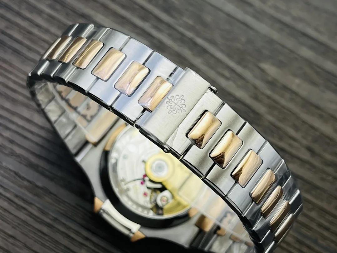 Luxury Super Clone Patek Philippe Nautilus 5980/1AR-001 Replica Blue Dial Two Tone Stainless Steel Bracelet 40.5mm Watch Bracelet