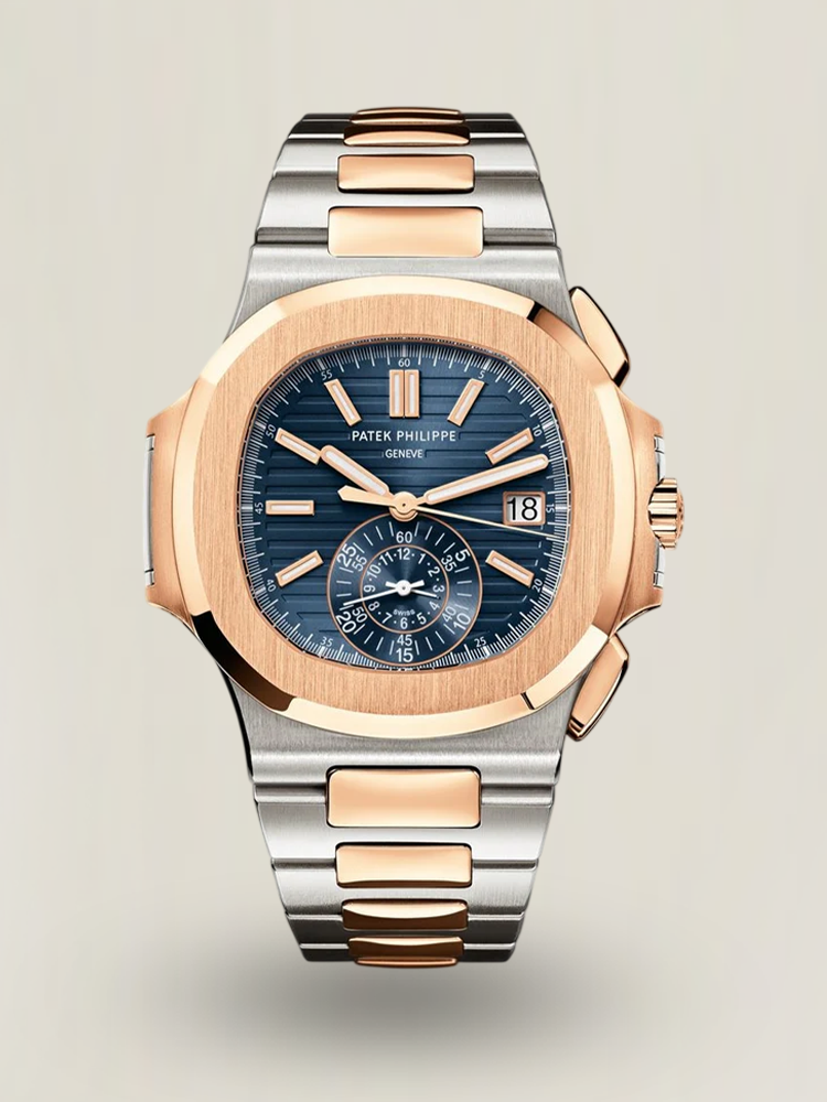 Luxury Super Clone Patek Philippe Nautilus 5980/1AR-001 Replica Blue Dial Two Tone Stainless Steel Bracelet 40.5mm Watch Main Image