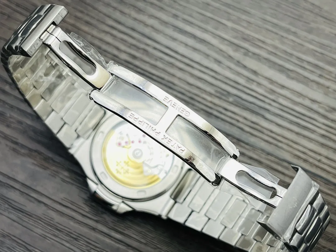 Luxury Patek Philippe Nautilus 5740/1G-001 Replica Tiffany Blue Dial Diamond-Set Bezel Moonphase Calendar Watch Clasp