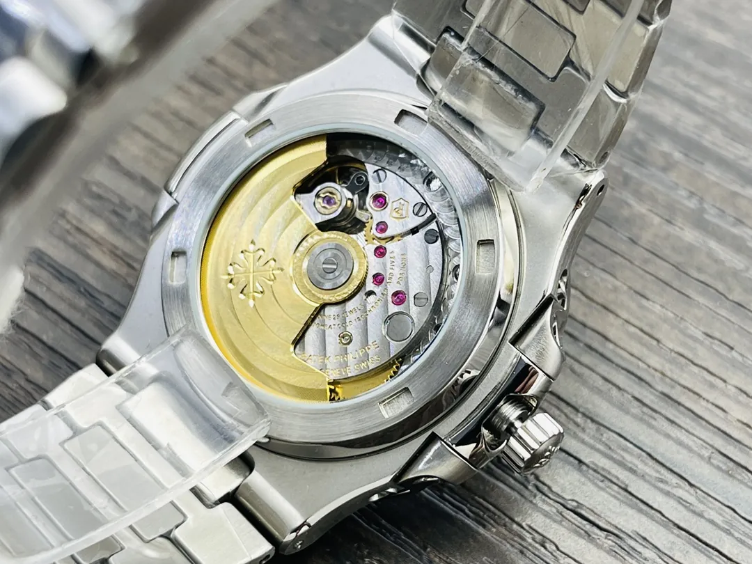 Luxury Patek Philippe Nautilus 5740/1G-001 Replica Tiffany Blue Dial Diamond-Set Bezel Moonphase Calendar Watch Case Back