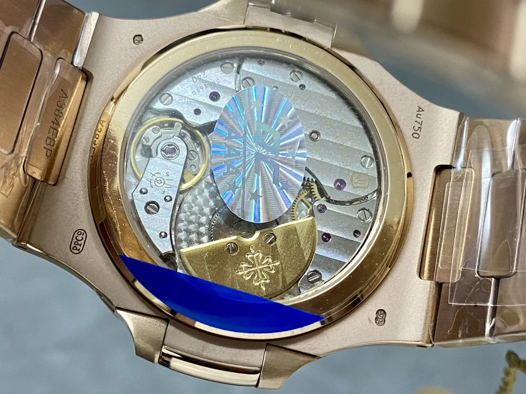 Luxury Patek Philippe Nautilus 5712/1R Replica Grey Gradient Dial Moonphase Gold-Plated 904L Stainless Steel Case 40mm Watch Case Back 2