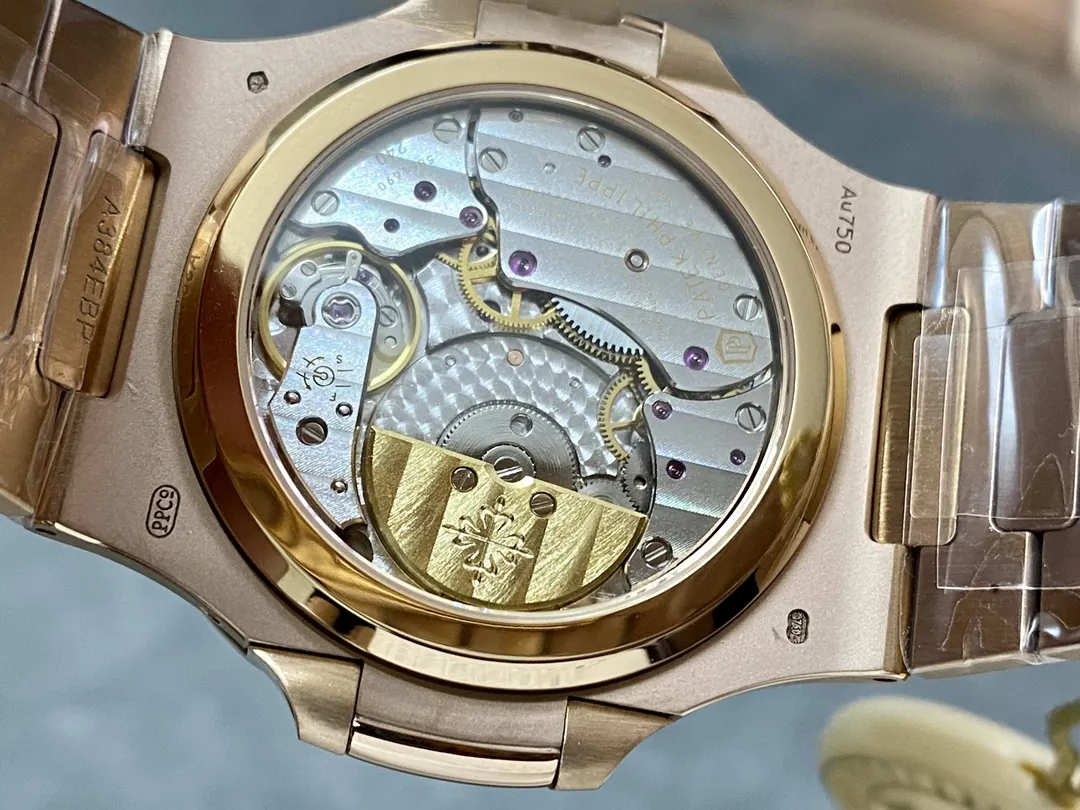 Luxury Patek Philippe Nautilus 5712/1R Replica Grey Gradient Dial Moonphase Gold-Plated 904L Stainless Steel Case 40mm Watch Case Back 1