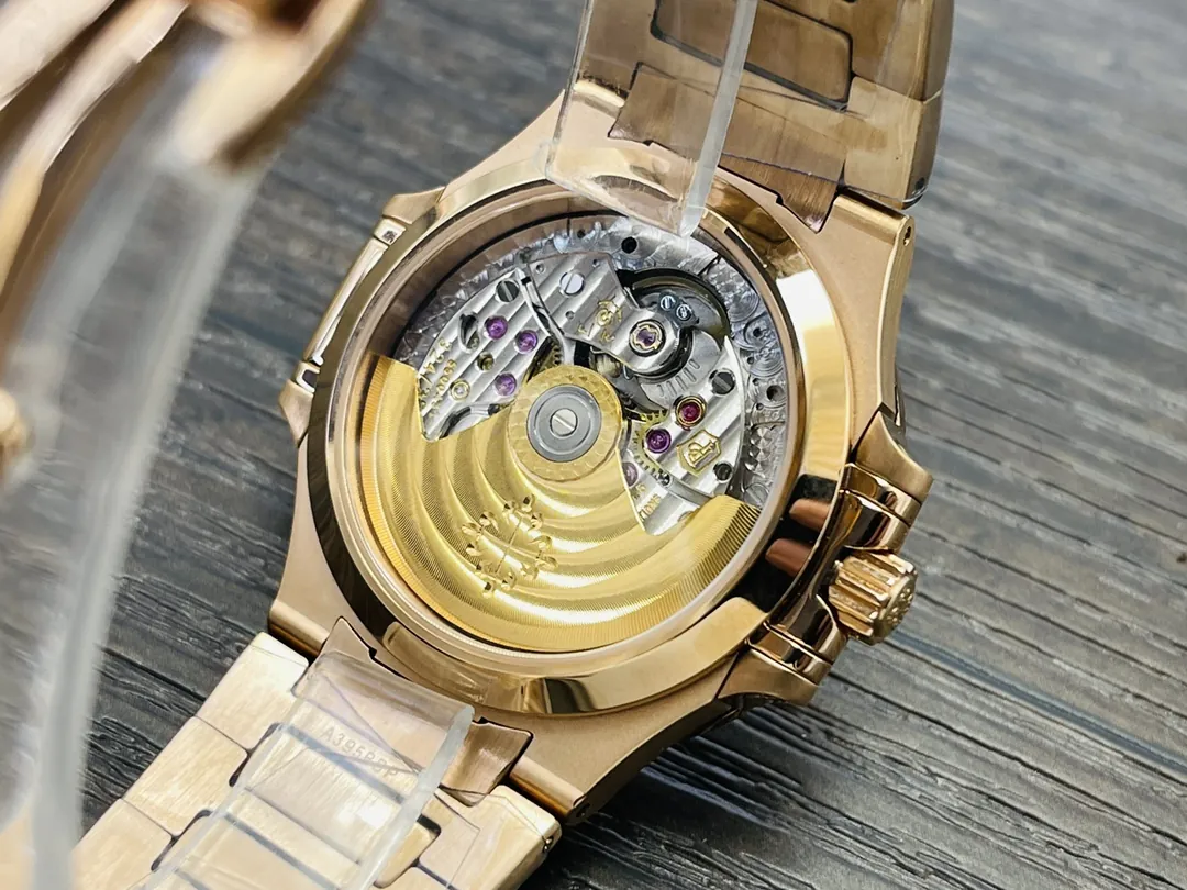 Luxury Patek Philippe Nautilus 5711/1R-001 Replica White Dial Diamond-Set Bezel Rose Gold Plated 904L Stainless Steel Case Watch Case Back