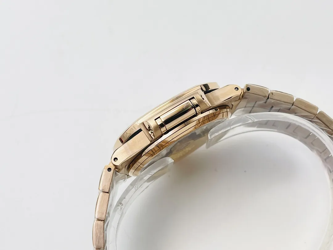 Replica Patek Philippe Nautilus 7118/1R-001 Super Clone Silvery Opaline Wave Dial Rose Gold Tone Bracelet 35.2mm Ladies Watch Side View 1
