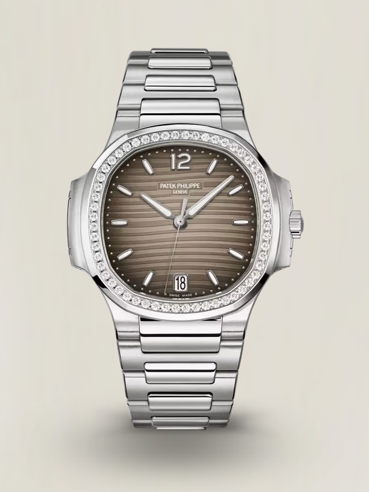 Super Clone Patek Philippe Nautilus 7118/1200A-011 Replica Grey Opaline Gradient Dial Diamond Bezel Ladies Luxury 35.2mm Watch Main Image
