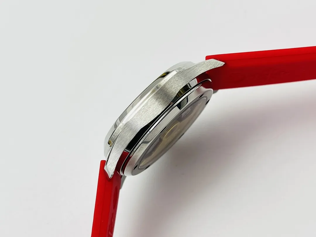 PPF Factory Super Clone Patek Philippe Aquanaut Luce 5067A-027 Replica Red Dial Diamond Bezel Red Rubber Strap Ladies Watch Side View 1