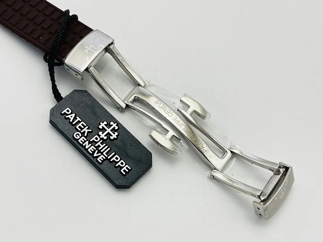 PFF Factory Patek Philippe Aquanaut Luce 5067A Replica Black Embossed Dial Diamond Bezel Brown Rubber Strap Ladies Watch Clasp