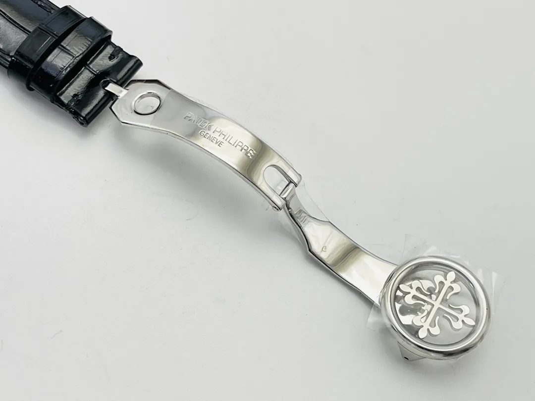 Patek Philippe Complications 5172G-010 Replica Rose Opaline "Salmon" Dial Black Leather Strap 41mm Chronograph Watch Clasp