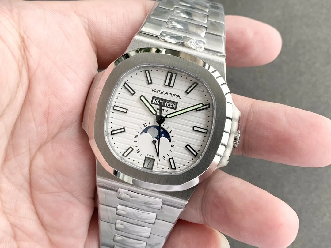 Super Clone Patek Philippe Nautilus 5726/1A-010 Replica White Dial Annual Calendar Stainless Steel Case Luxury Watch Dial Side View 2