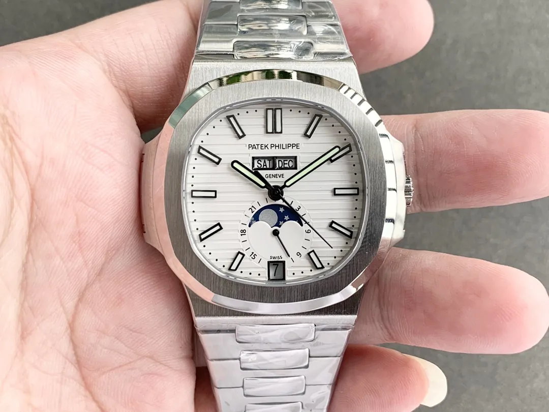 Super Clone Patek Philippe Nautilus 5726/1A-010 Replica White Dial Annual Calendar Stainless Steel Case Luxury Watch Front View