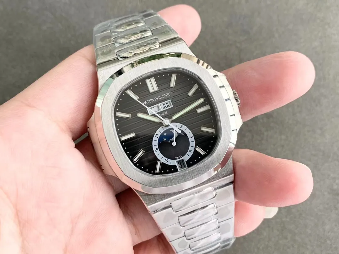 Patek Philippe Nautilus 5726/1A-001 Replica Black Gradient Dial Annual Calendar Moonphase Automatic 40.5mm Watch Side Profile Of Dial 1