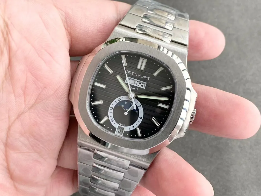 Patek Philippe Nautilus 5726/1A-001 Replica Black Gradient Dial Annual Calendar Moonphase Automatic 40.5mm Watch Side Profile Of Dial 2